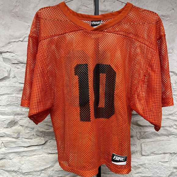 Bike Vintage 70s 80s Mesh Football Jersey Cropped Style Orange Black Festival - Picture 1 of 7